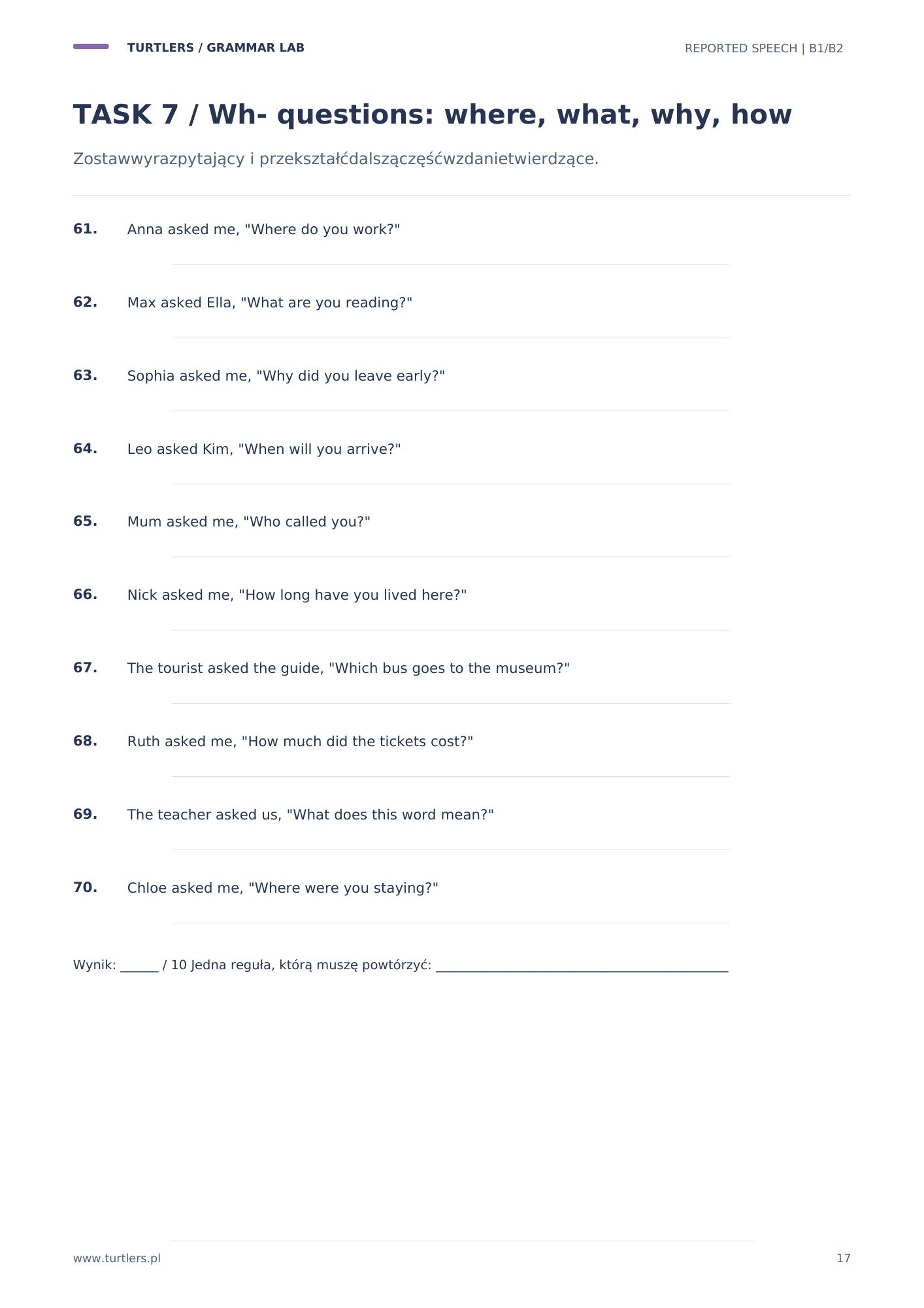 REPORTED SPEECH | B1 / B2 | TEORIA + PRAKTYKA