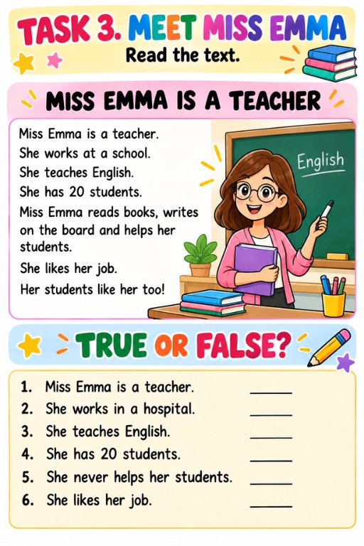 Teacher's Job | karta pracy | klasa 1 - 3 