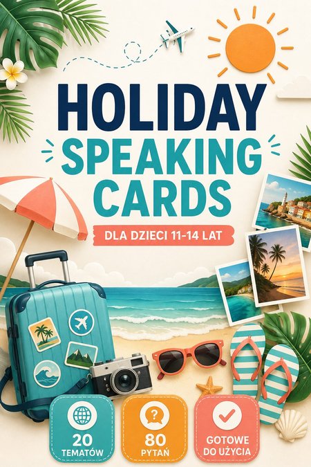 20 WAKACYJNYCH SPEAKING CARDS DLA DZIECI ( A2+/B1)