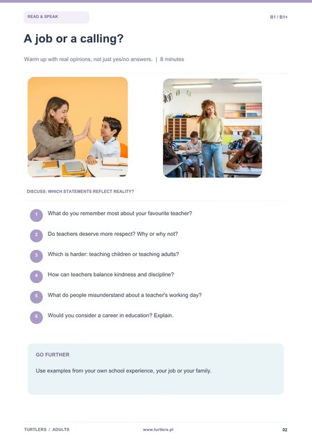 BEHIND THE CLASSROOM DOOR – Speaking & Reading B1/B1+ | Gotowa lekcja konwersacyjna