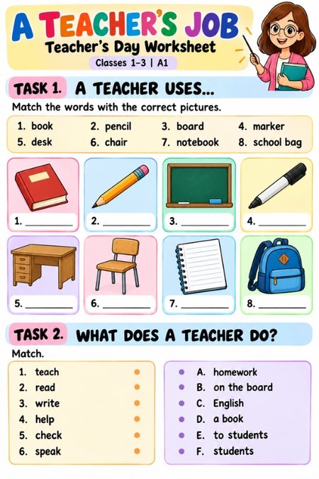 Teacher's Job | karta pracy | klasa 1 - 3 