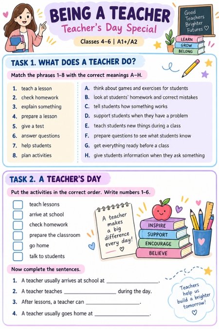 Being a teacher | karta pracy | klasy 4- 6 