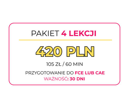 Pakiet 4 lekcji ( angielski do certyfikatu ) 