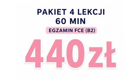 Pakiet 4 lekcji x 60 min ( do B2 ) 