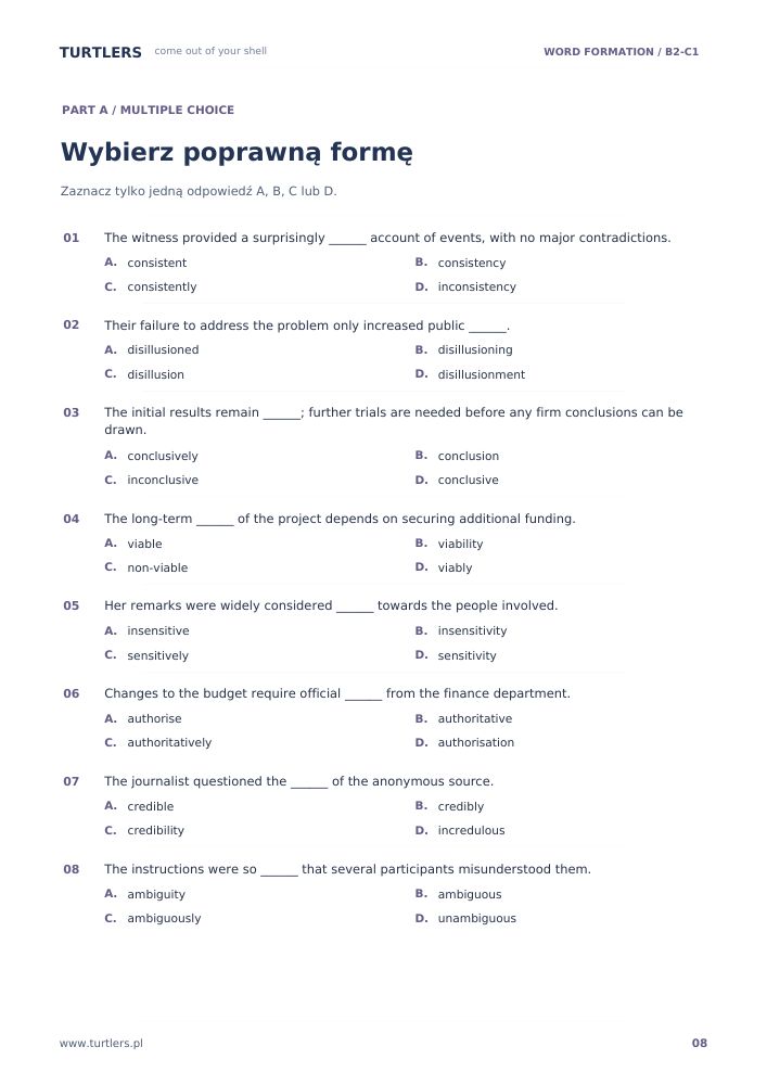 SŁOWOTWÓRSTWO | B2 / C1 | TEORIA + 100 ĆWICZEŃ 